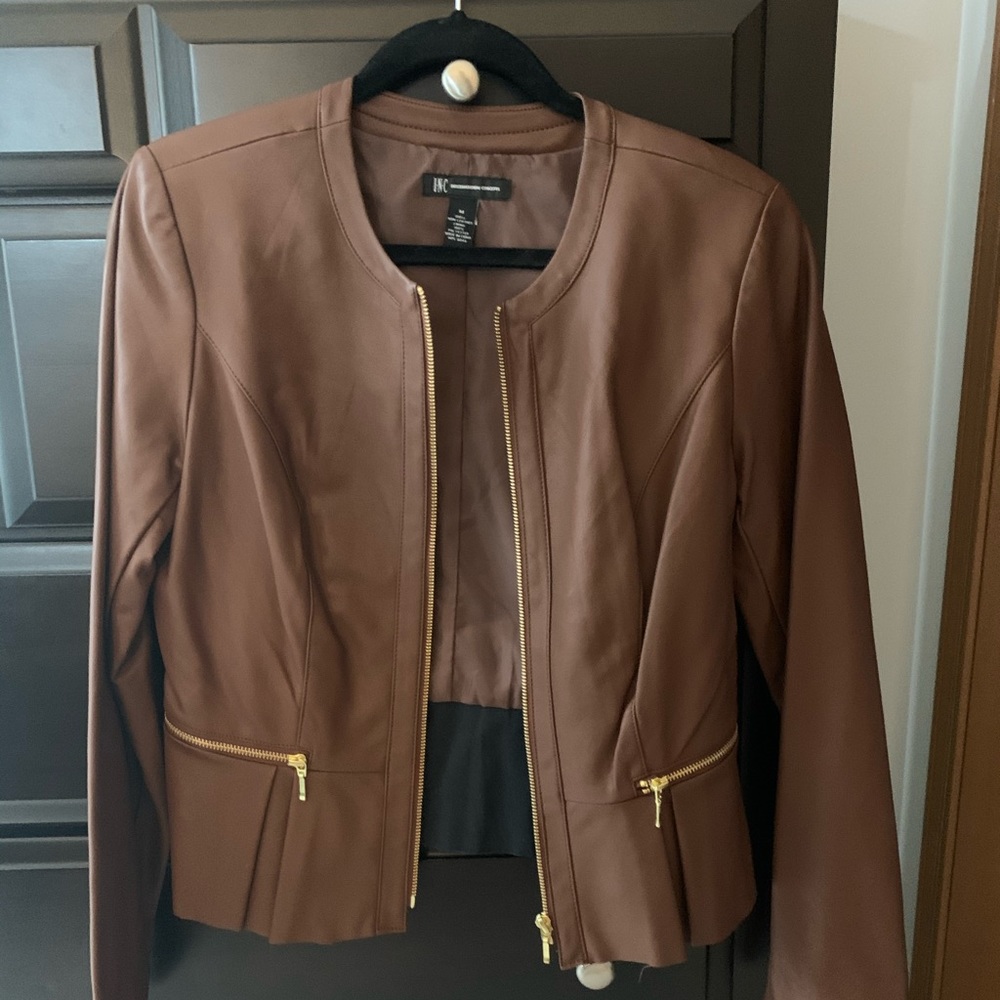 INC Brown Leather Jacket